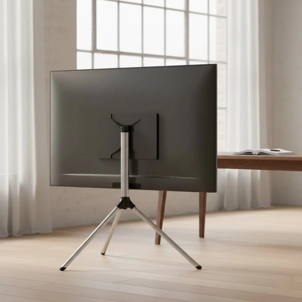 Tablet on a tripod stand for comfortable viewing