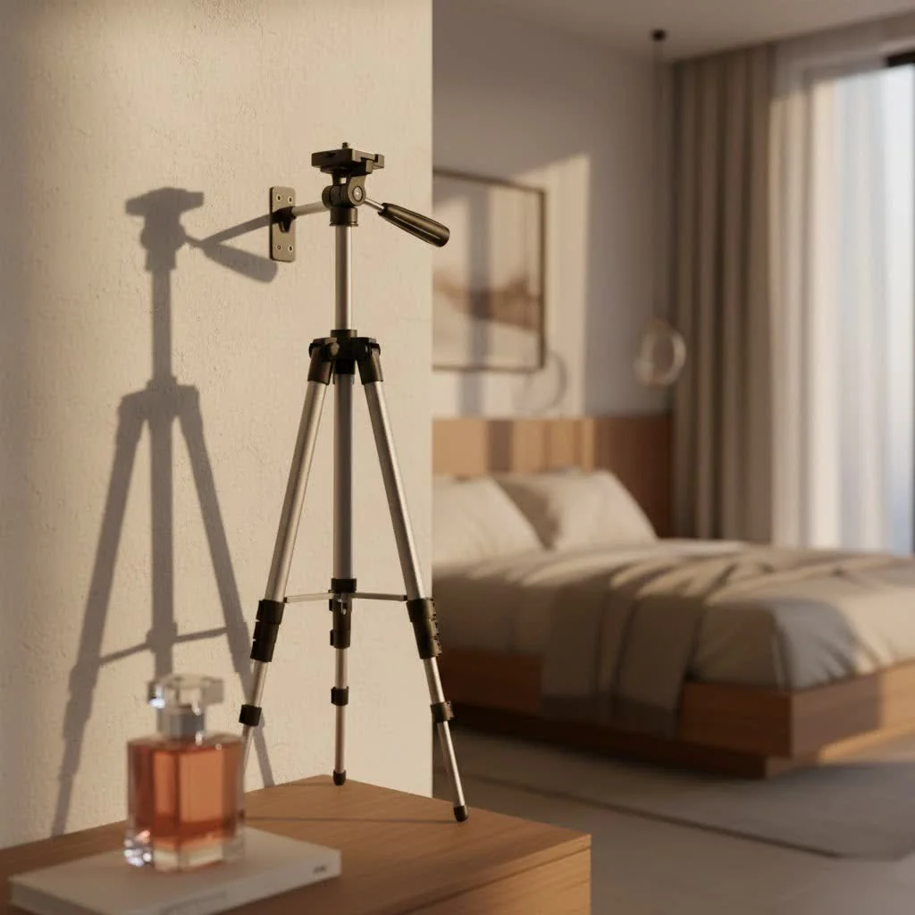 Tripod stand displaying a promotional sign outdoors