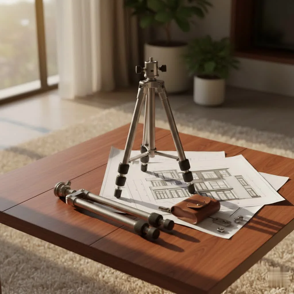 Photographer adjusting a tripod backdrop stand with a white seamless background